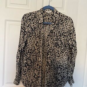 Beachlunchlounge Black and Tan Leopard Print Blouse